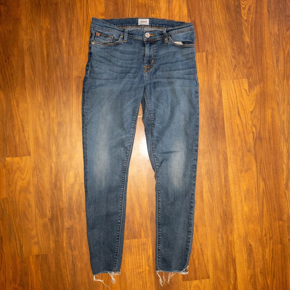 Hudson Jeans Women’s Skinny Fit Blue Denim Raw Hem Size 29